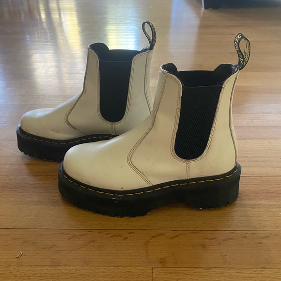 White Dr. Marten Platform Chelsea Boots - Picture 2 of 4